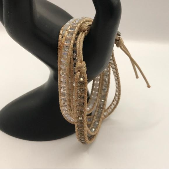 Victoria Emerson Tan and Acrylic Beads Wrap Bracelet - Picture 2 of 4